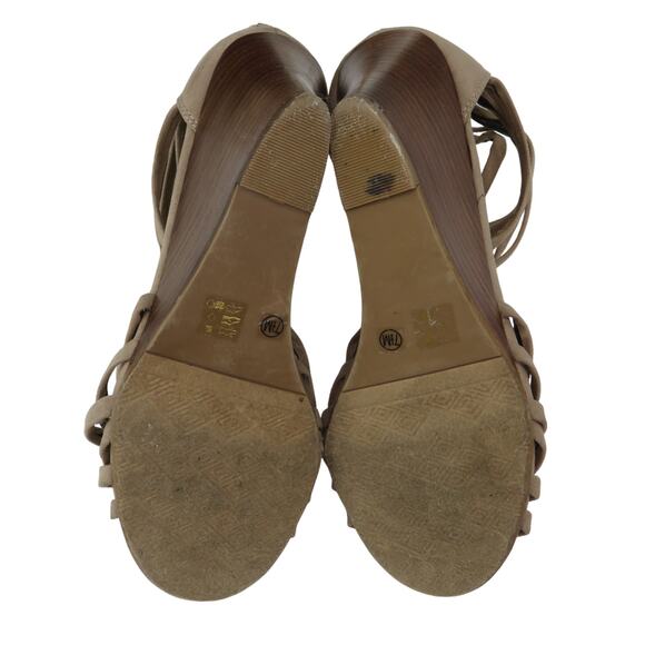 Chinese Laundry Z-Caroline Taupe Suede Wrap Heel Wedges Size 7.5 - Picture 8 of 10